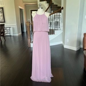 Color “Quartz” David’s Bridal Halter Chiffon Bridesmaid Dress